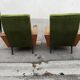 Paire de fauteuils vintage verts et skai marron
