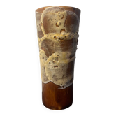 Vase en céramique marron texturée, années 70
