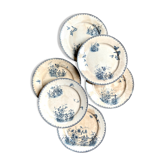 6 assiettes à dessert Sarreguemines en terre de fer, service "Tsarine"