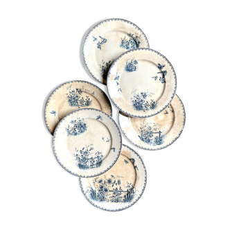 6 dessert plates Sarreguemines in iron earth, service "Tsarina"