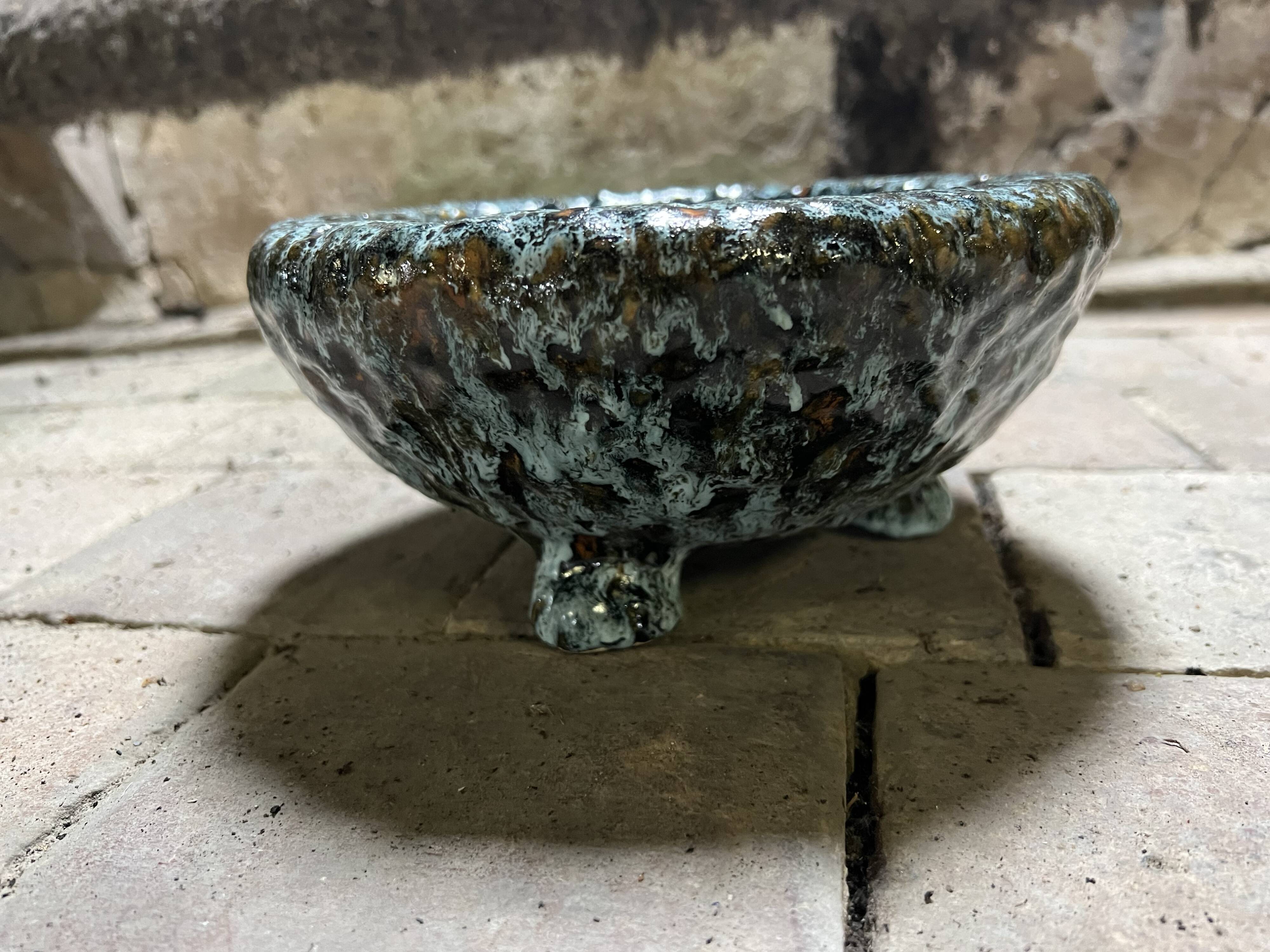 Glazed ceramic bowl / bowl – brutalist vintage crafts