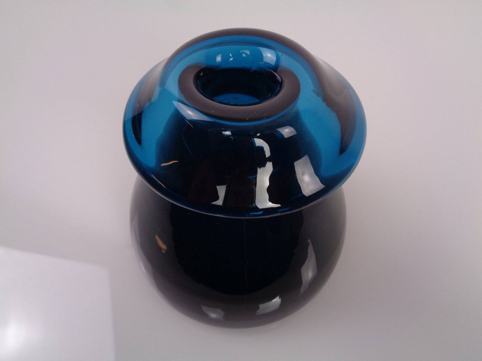 Hand-blown blue glass vase, Italy, 1960s