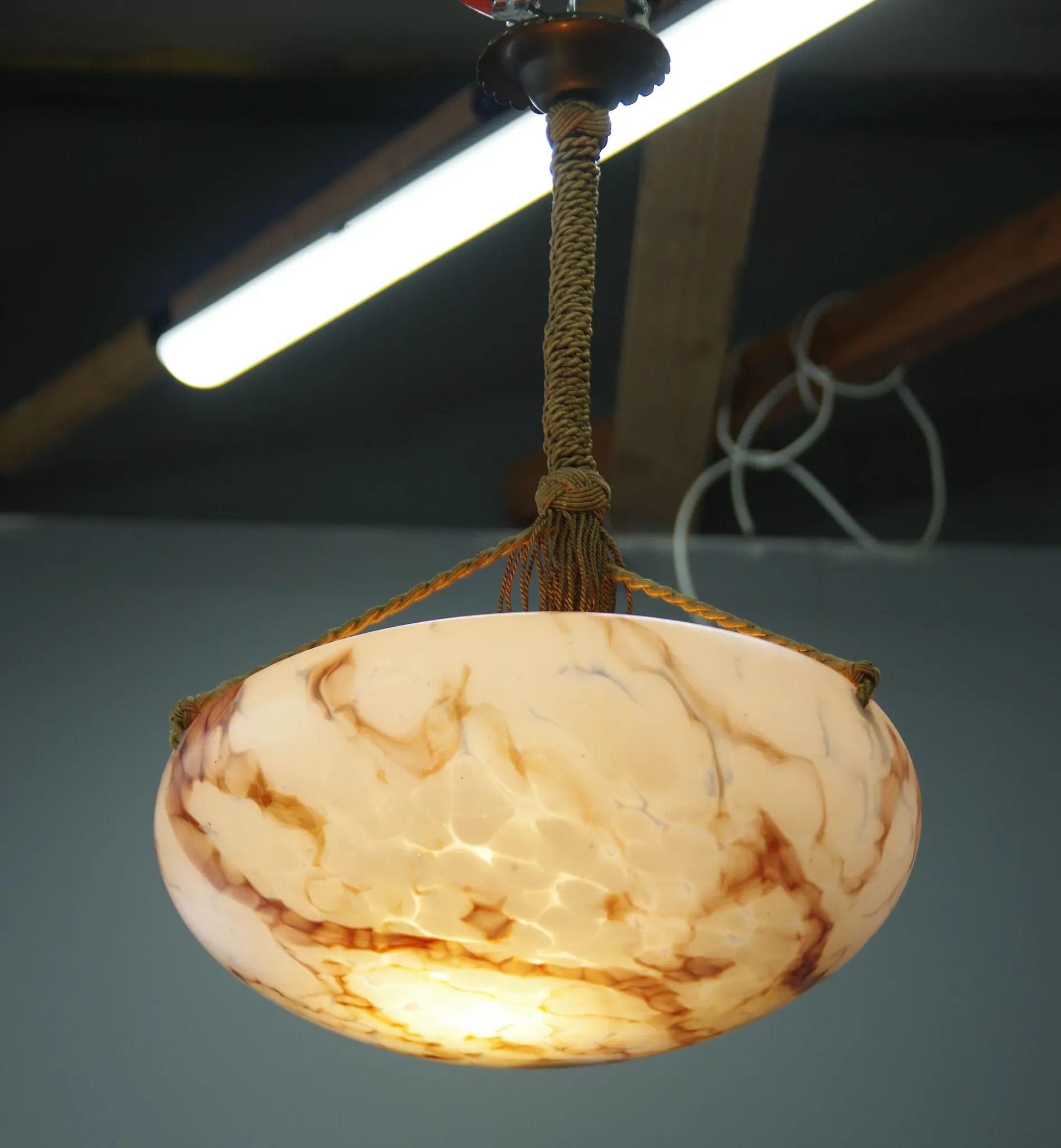Art Nouveau Glass Pendant, Czechoslovakia, 1920s