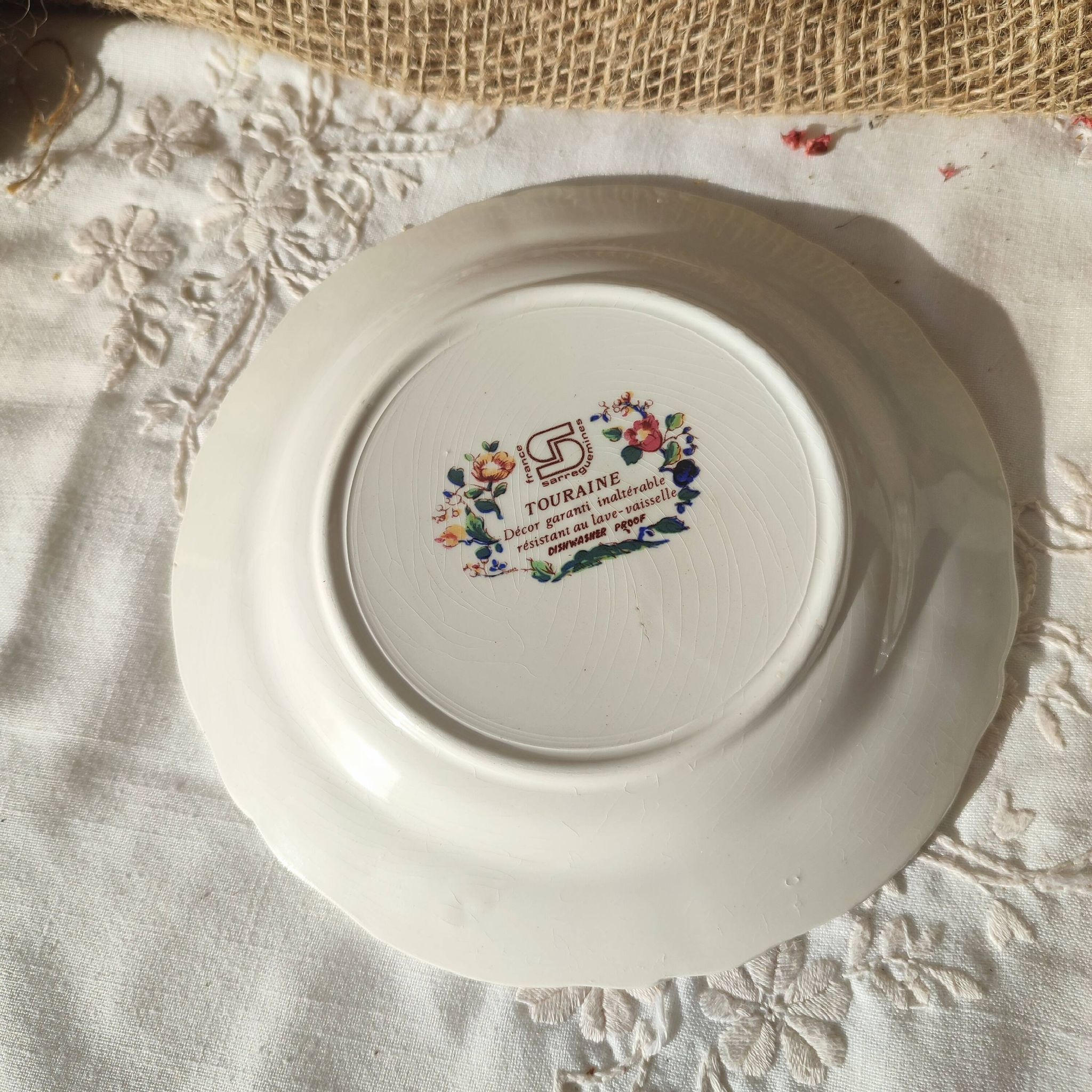 Set of 4 dessert plates Sarreguemines France – model Touraine