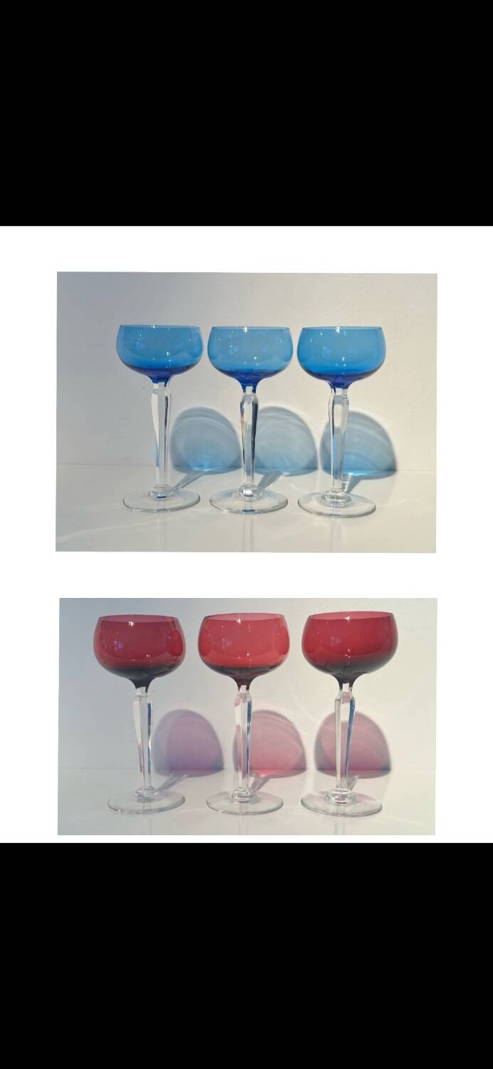 Six crystal wine glasses Val Saint Lambert model Saumur.