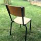 Vintage beech school chair and black steel foot