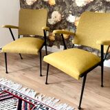 Duo of bridge armchairs, restored,