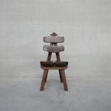 6 brutalist spanish oak dining chairs