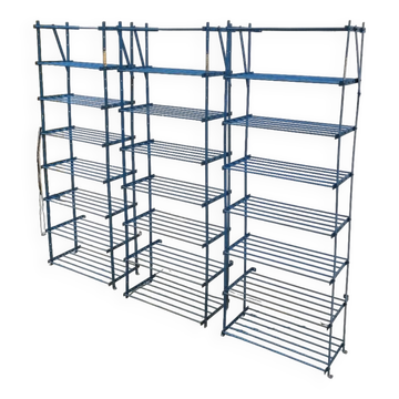 Set of 3 Rigidex iron storage locker shelves 1950s
