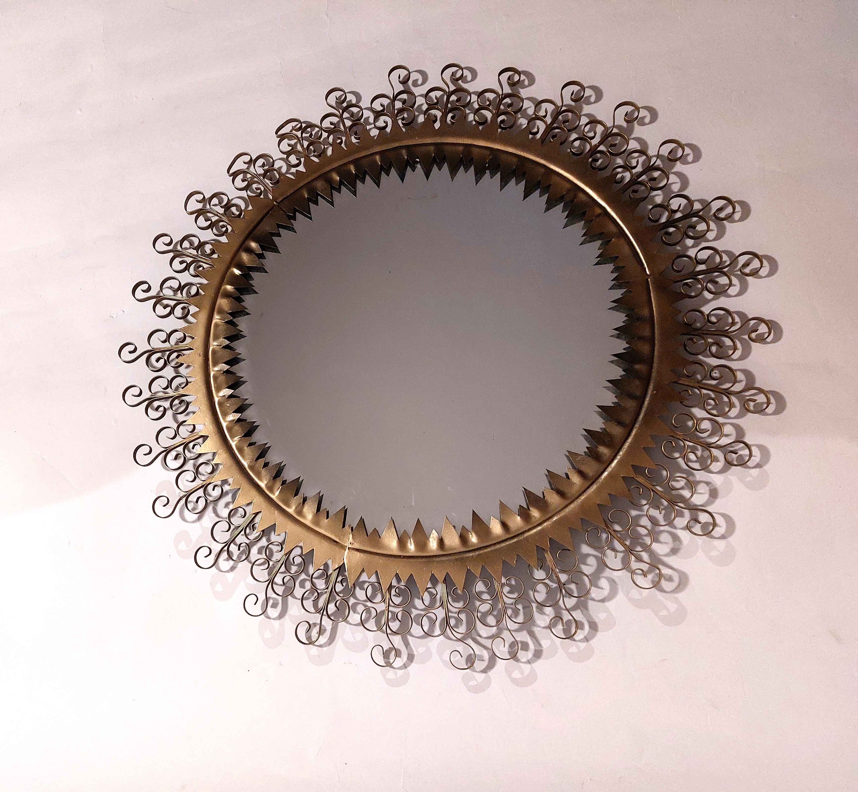 Golden wrought iron Chaty mirror 1960