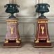 Pair of plaster bases imitating porphyry and gilded bronze circa 1980.
