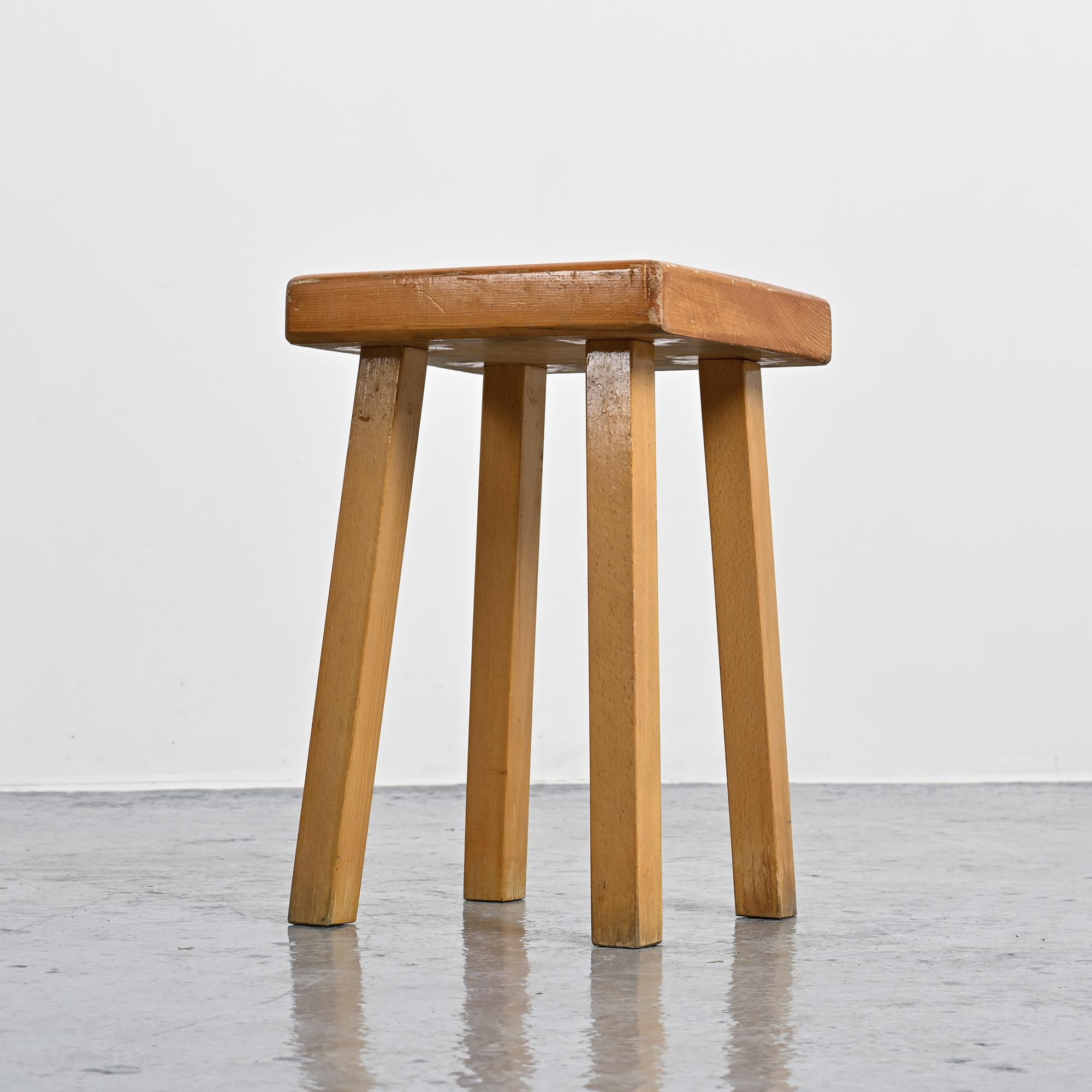 Pine stool by Charlotte Perriand, Les Arcs, France
