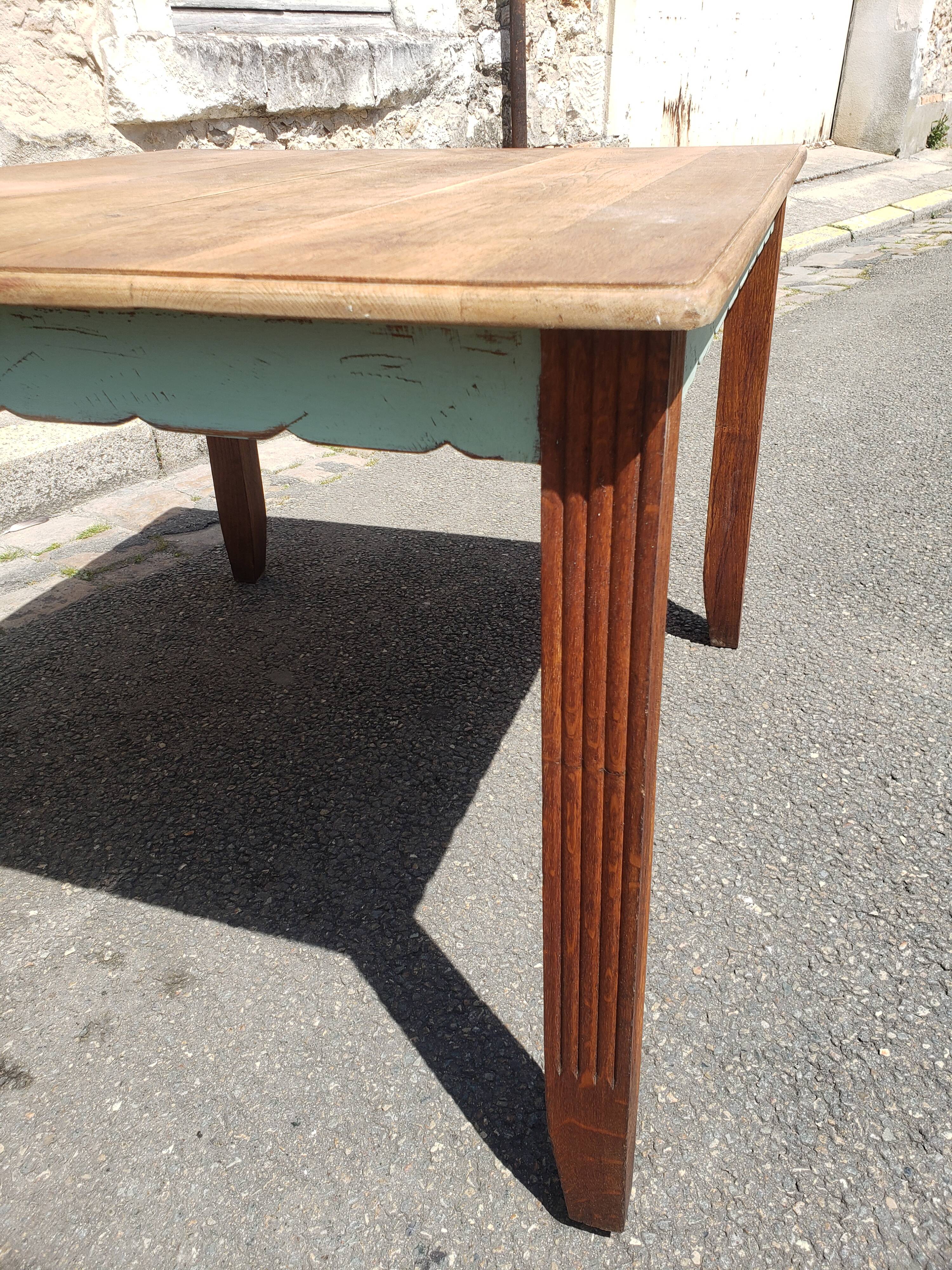 Table and chairs art deco wood and pastel