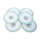 6 dessert plates Badonviller flower pattern and green and golden headband