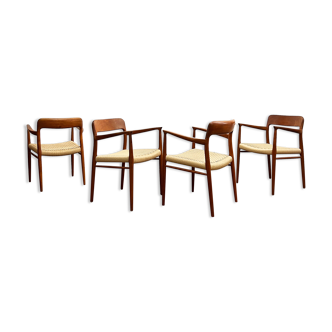 Chaises de salle à manger en teck du milieu du siècle par Niels O. Møller pour J.L. Moller, modèle 56, ensemble de 4, Danemark, années 1950