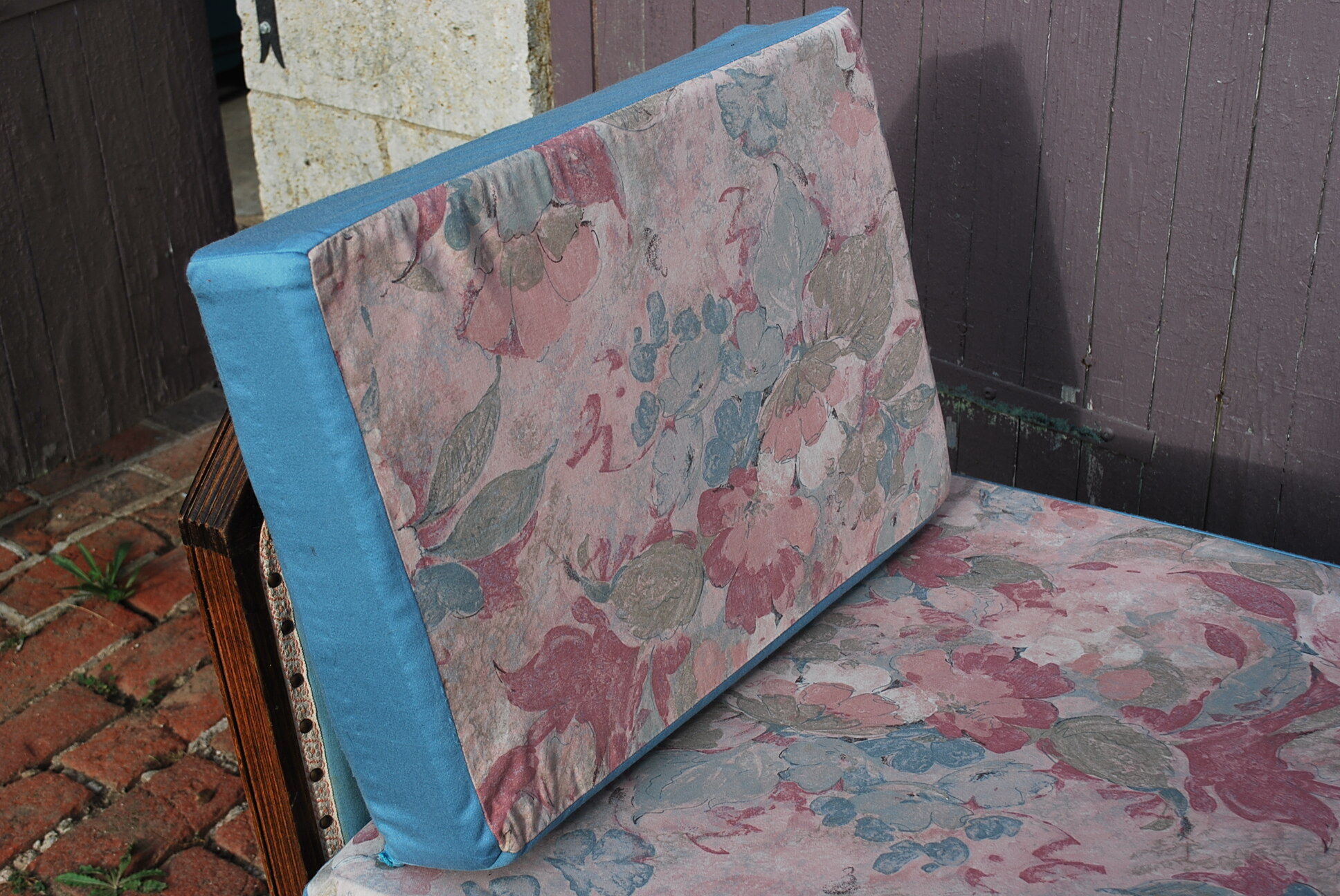 Vintage blue padded bench