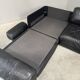 Vintage black leather sofa / daybed, 1970s