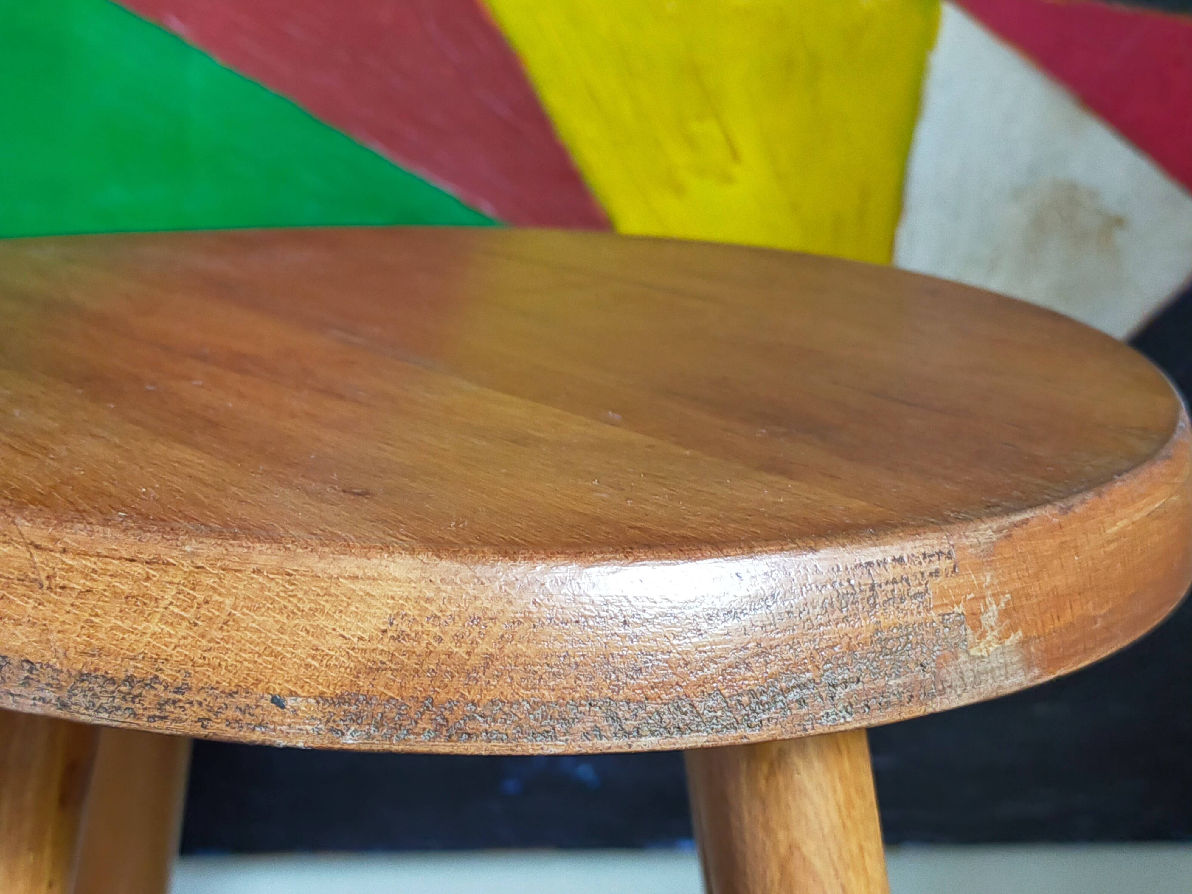 Vintage blond wooden stool