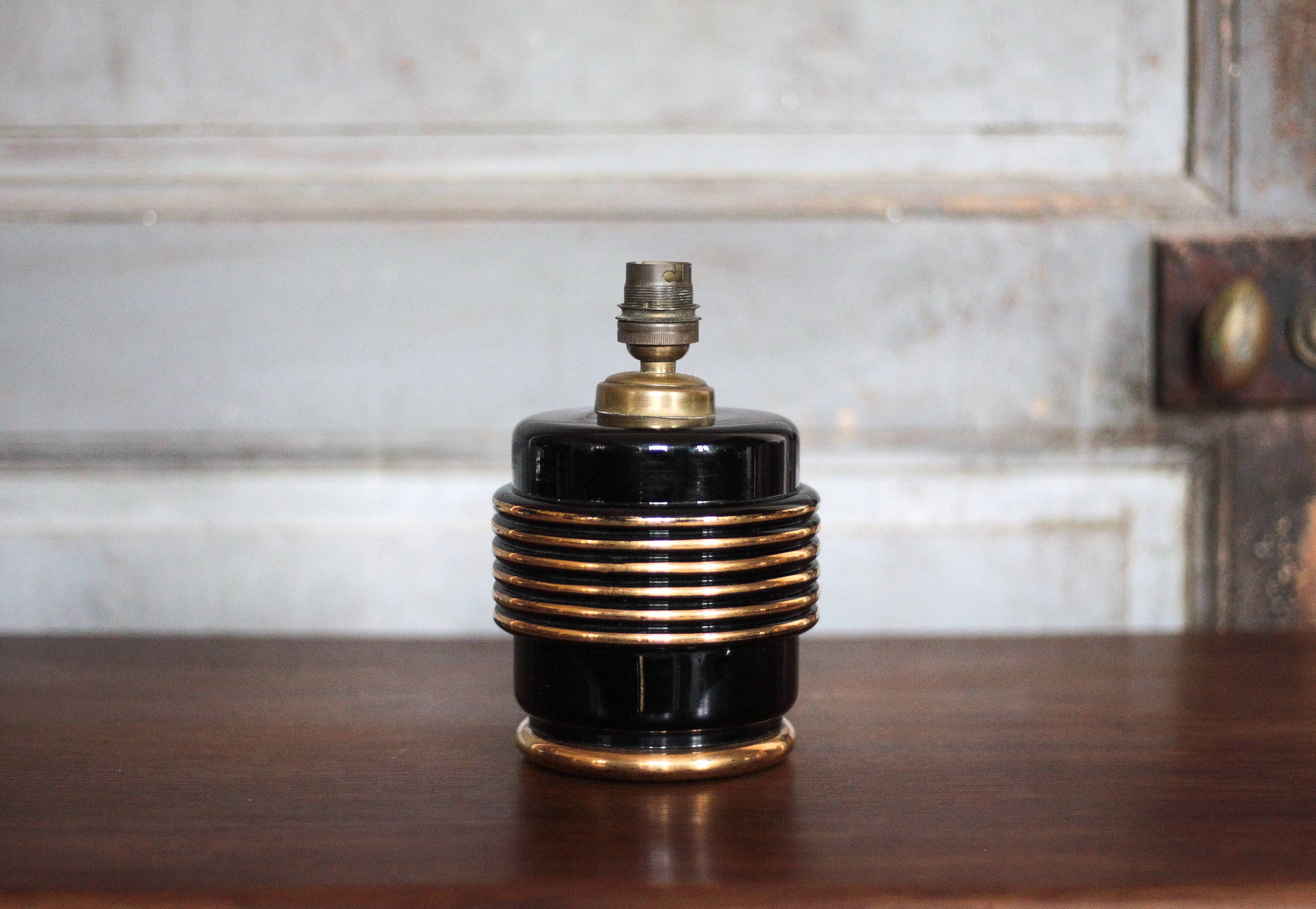 Vintage lamp, table lamp, bedside lamp, black and gold lamp base