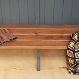 Metal and wood locker room bench