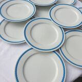 Set 12 plates checkered earthenware blue Lustucru diam25