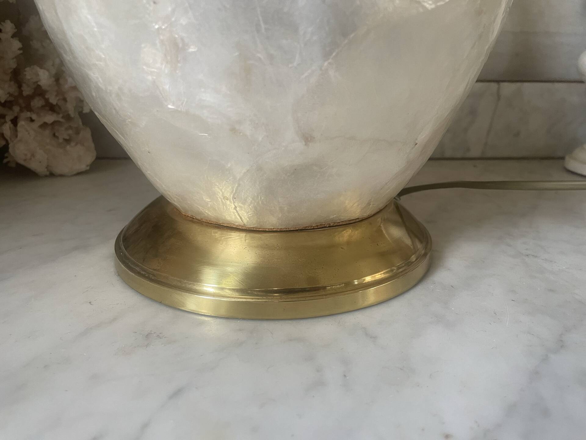 Capiz shell lamp and vintage brass