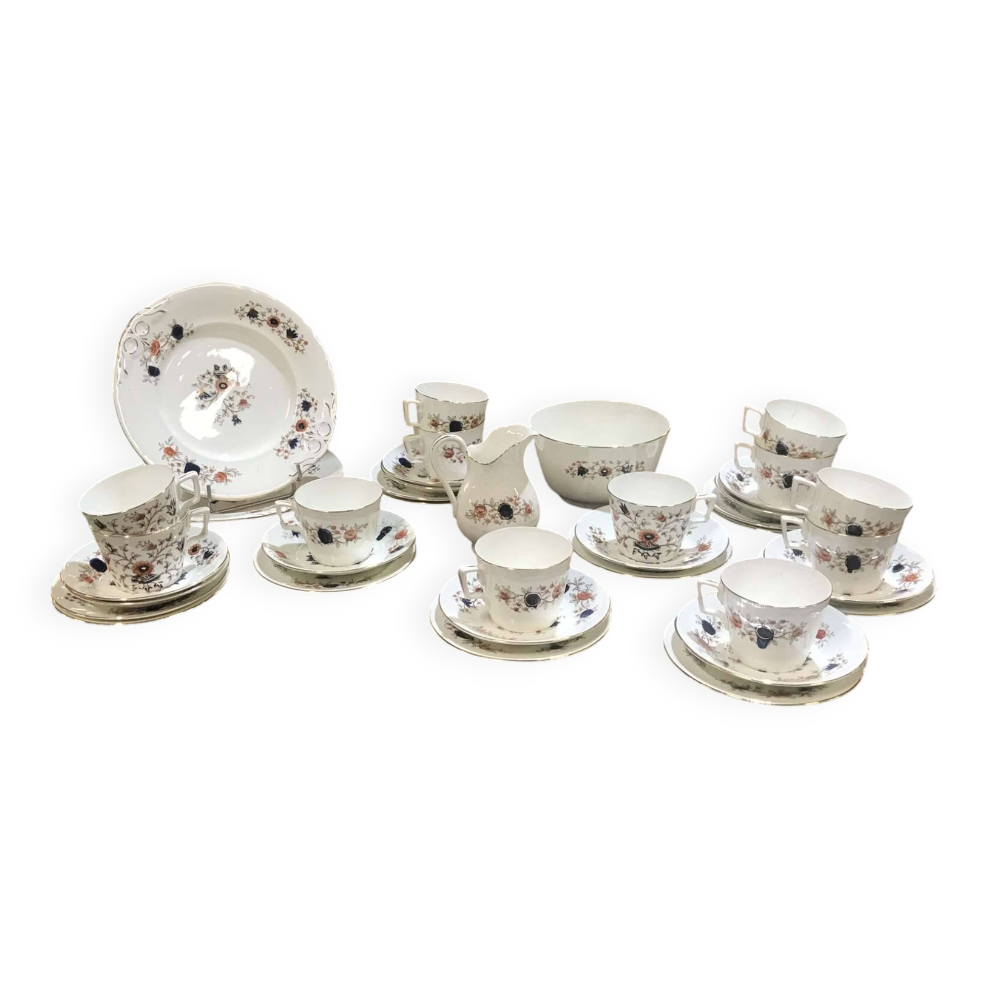 Service à thé en porcelaine anglaise des années 1930 - 12 tasses