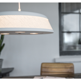 Suspension vigo structure oxidized silver / white linen semi-transparent belid