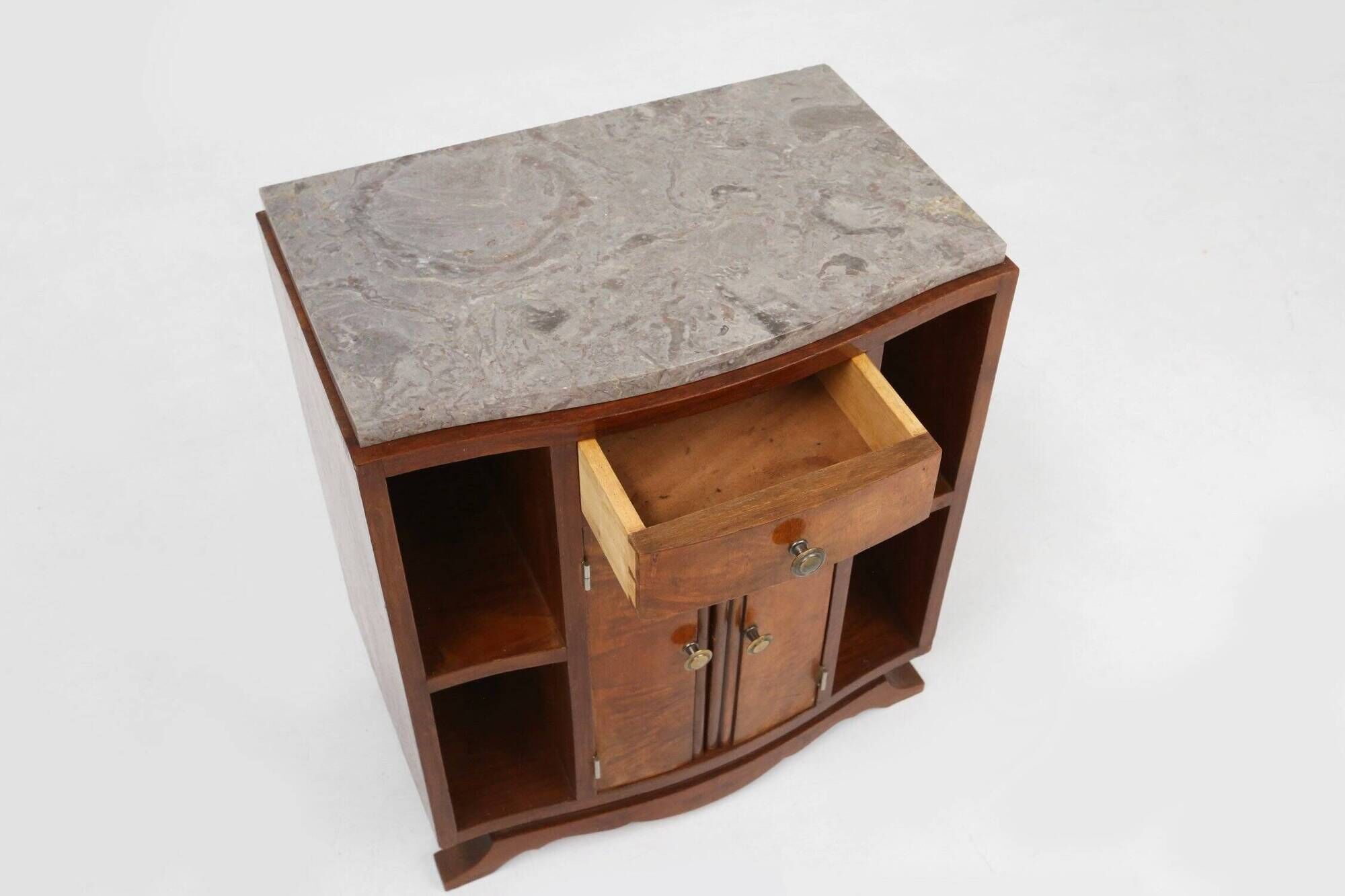 Art Deco cabinet in wood with a marble top, France, 1930s