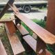 lot of 10 '30s bistro benches in pretty pattine fir