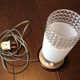 Tube bedside lamp with bi-material/vintage glass lampshade, 60/70s