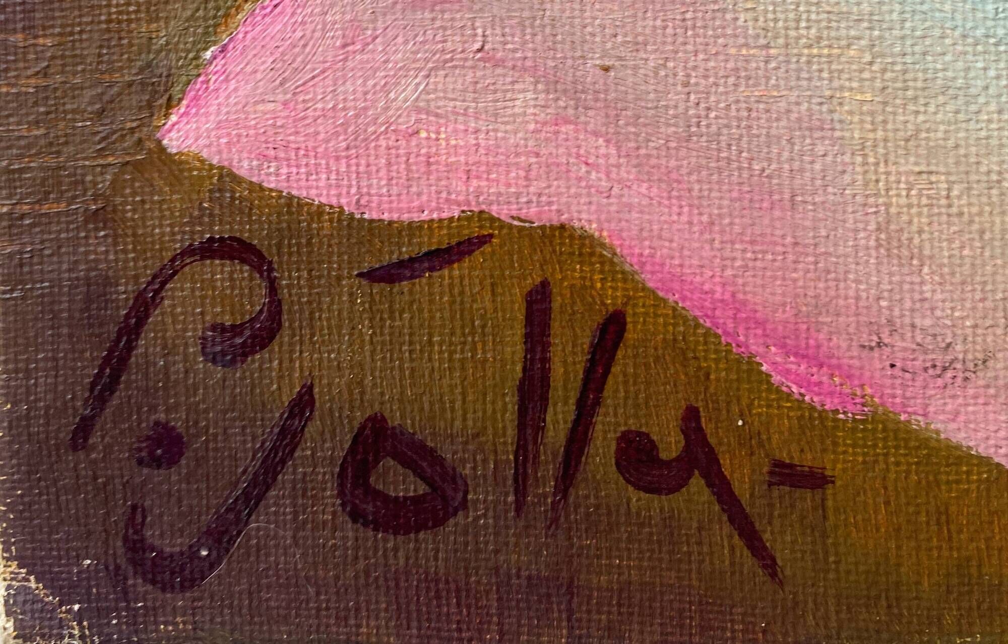Painting "Bouquet of roses in vase" HST/P signed P. Jolly