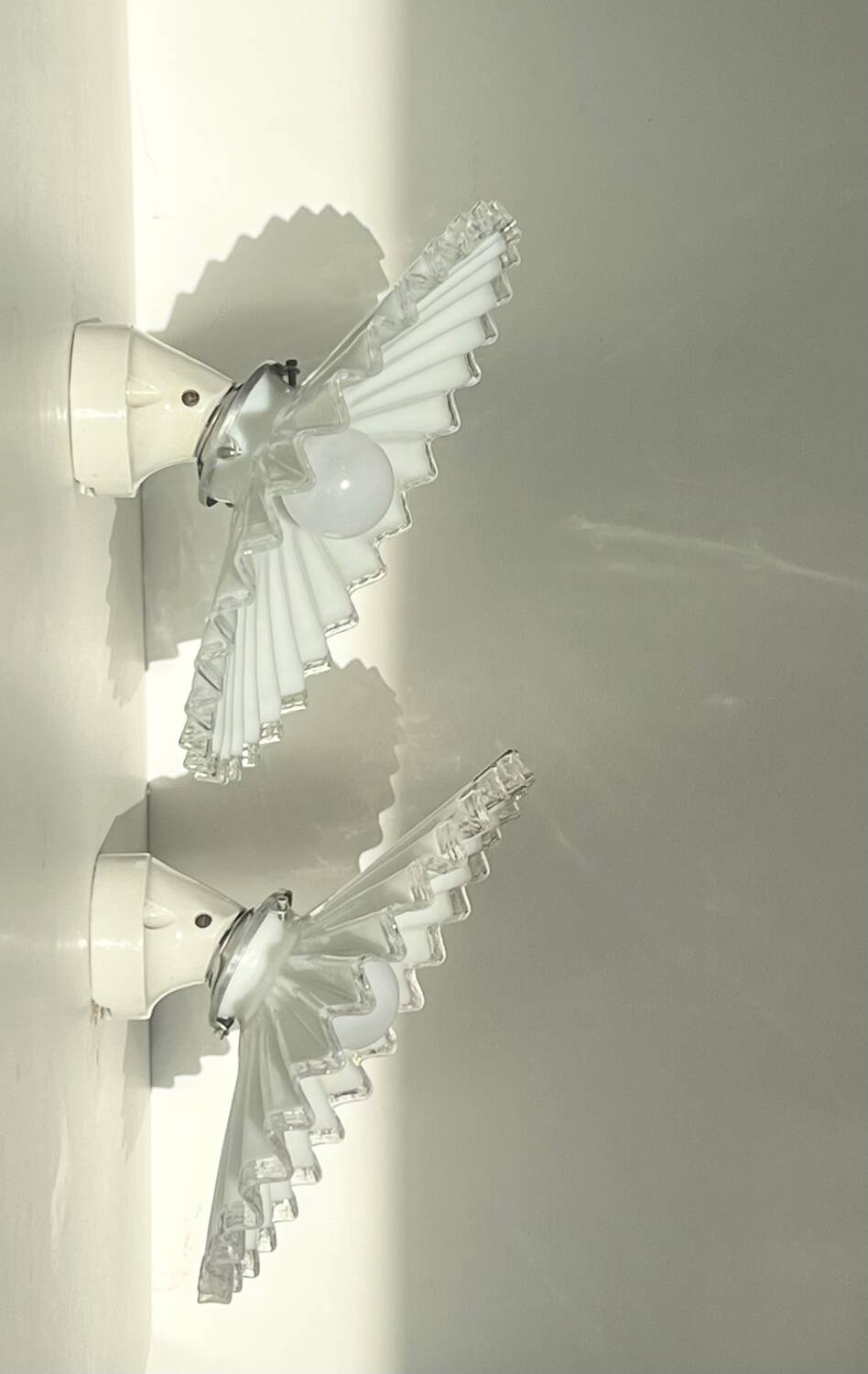 Pair of opaline and porcelain sconces