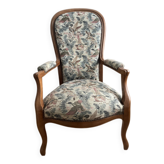 Fauteuil Louis philippe avec motifs oiseaux palombes