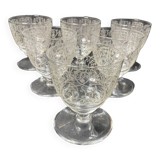 6 stamped Baccarat Lulli wine glasses