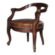 Barber chair in wood and leather with adjustable headrest, office chair.