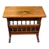 Vintage solid wood magazine rack side table — End table