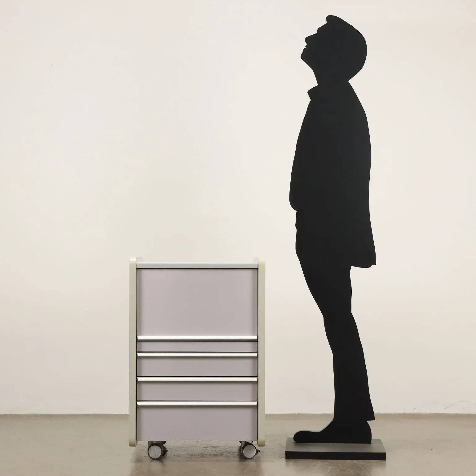 Vintage commode in aluminium and wood, Italy, 1990s.