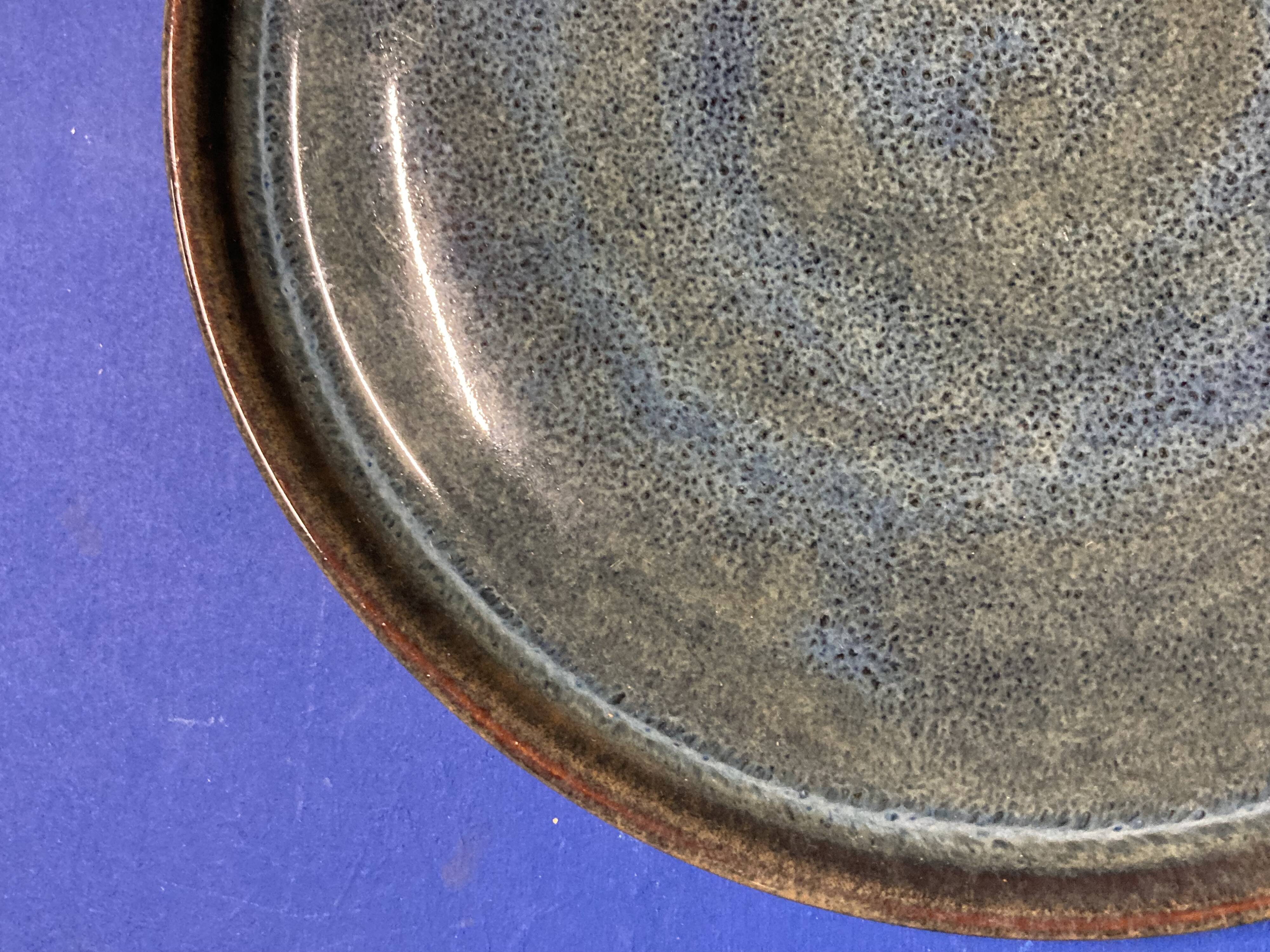 Blue earthenware plate