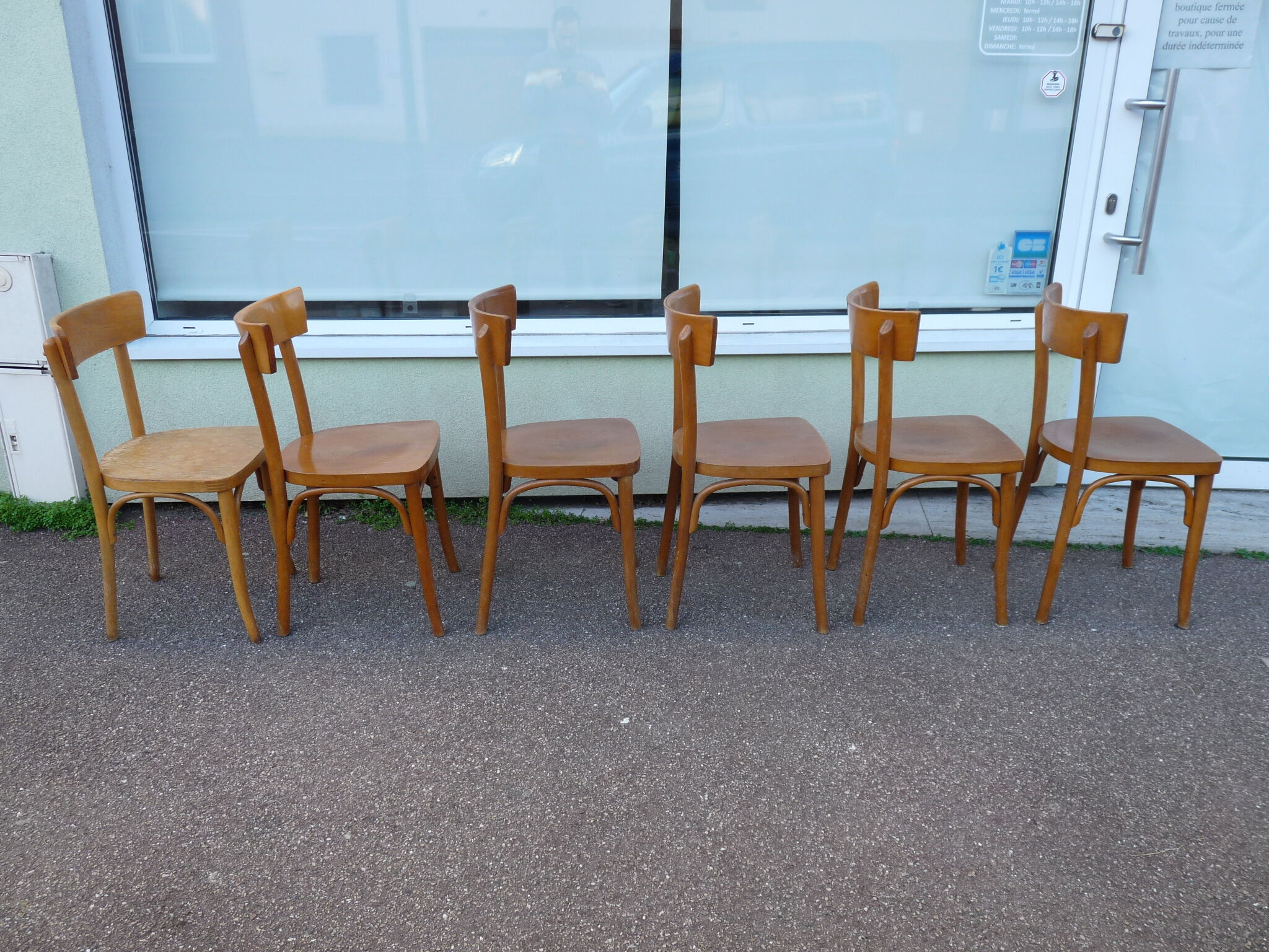 Lot de 6 chaises de bistrot bar en bois
