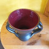 Red and black vase vintage ceramic Jean Austruy 1950s 1960s