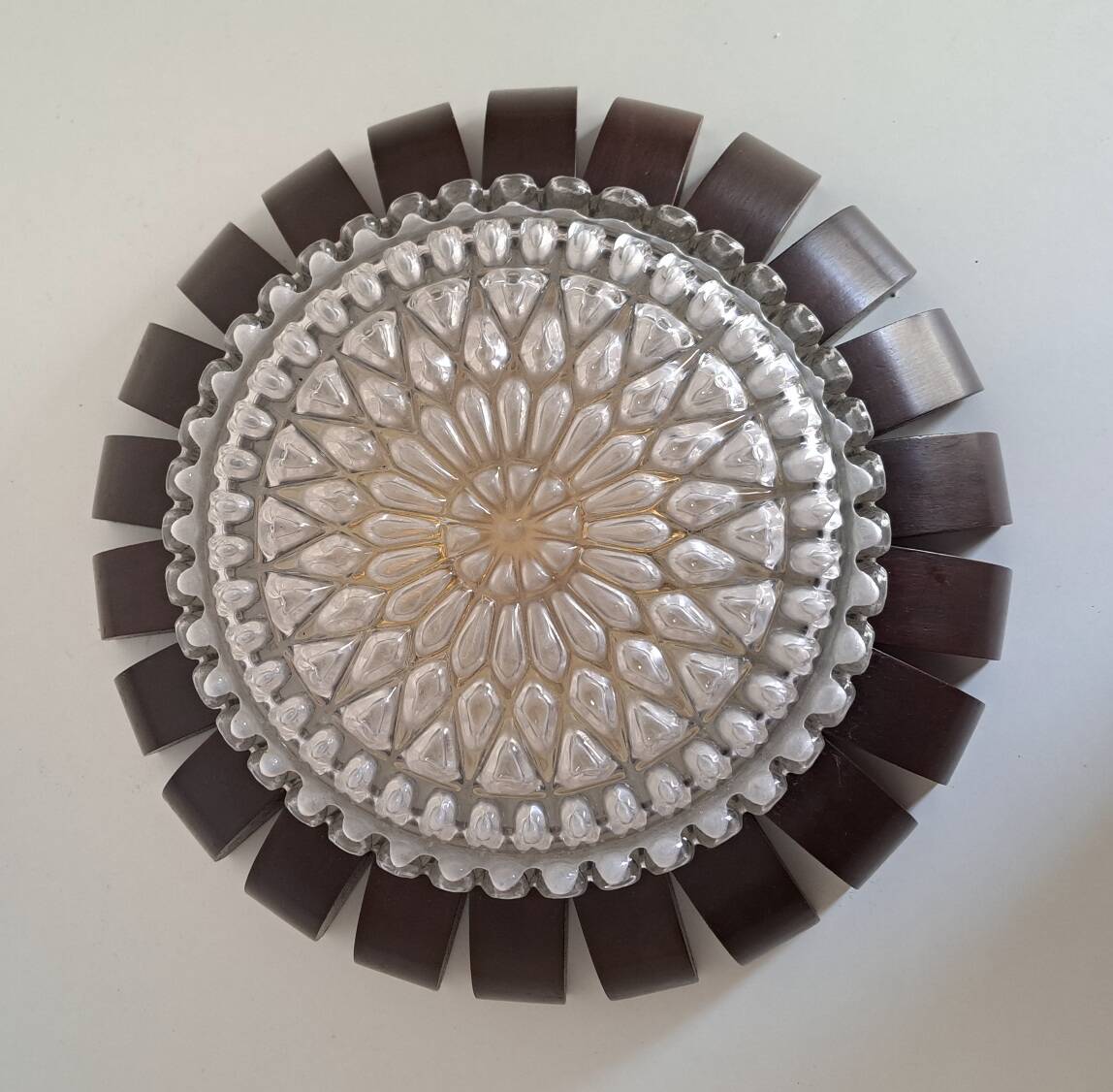 Glass and wood ceiling light