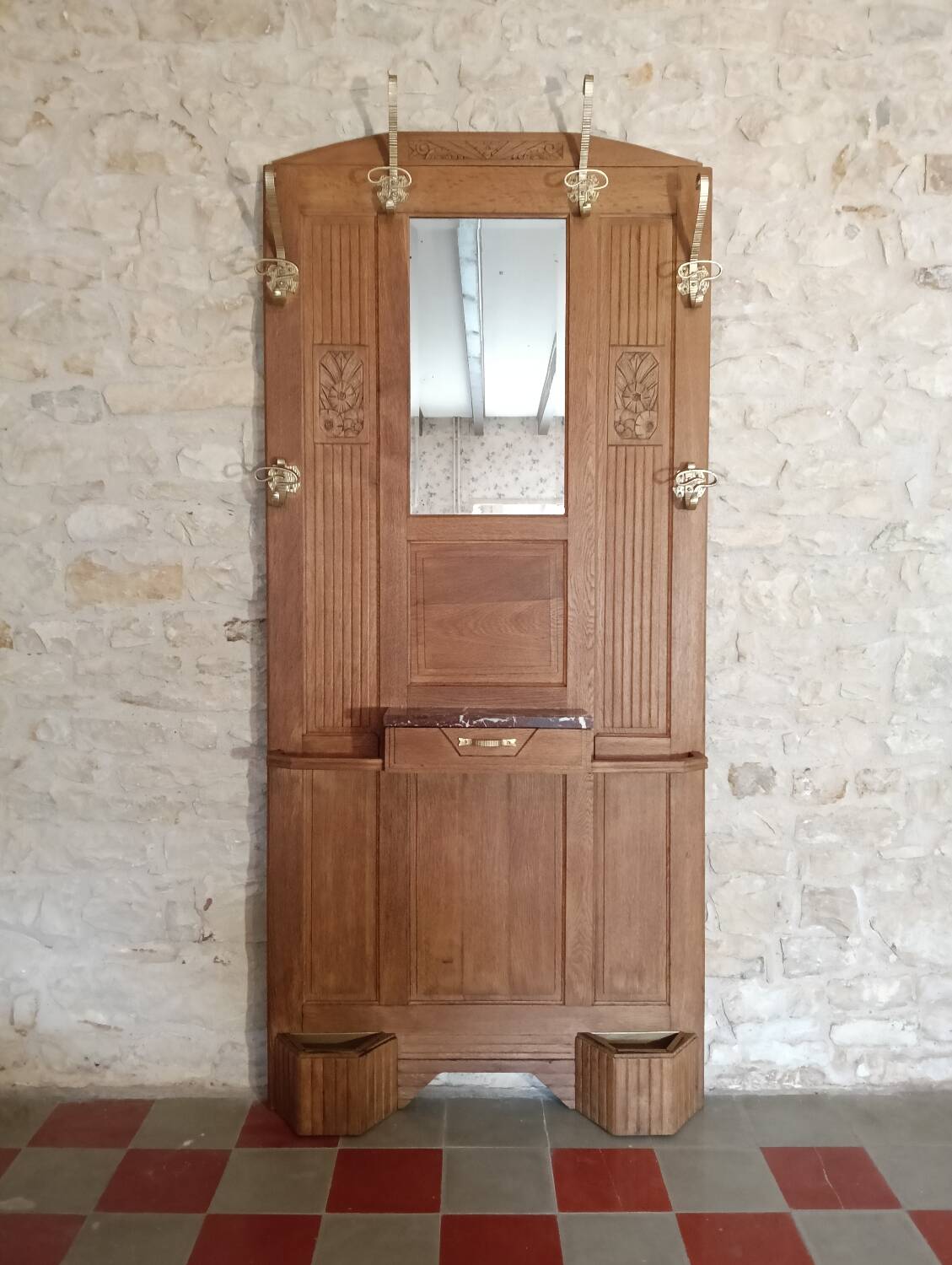 Coat rack solid oak wardrobe