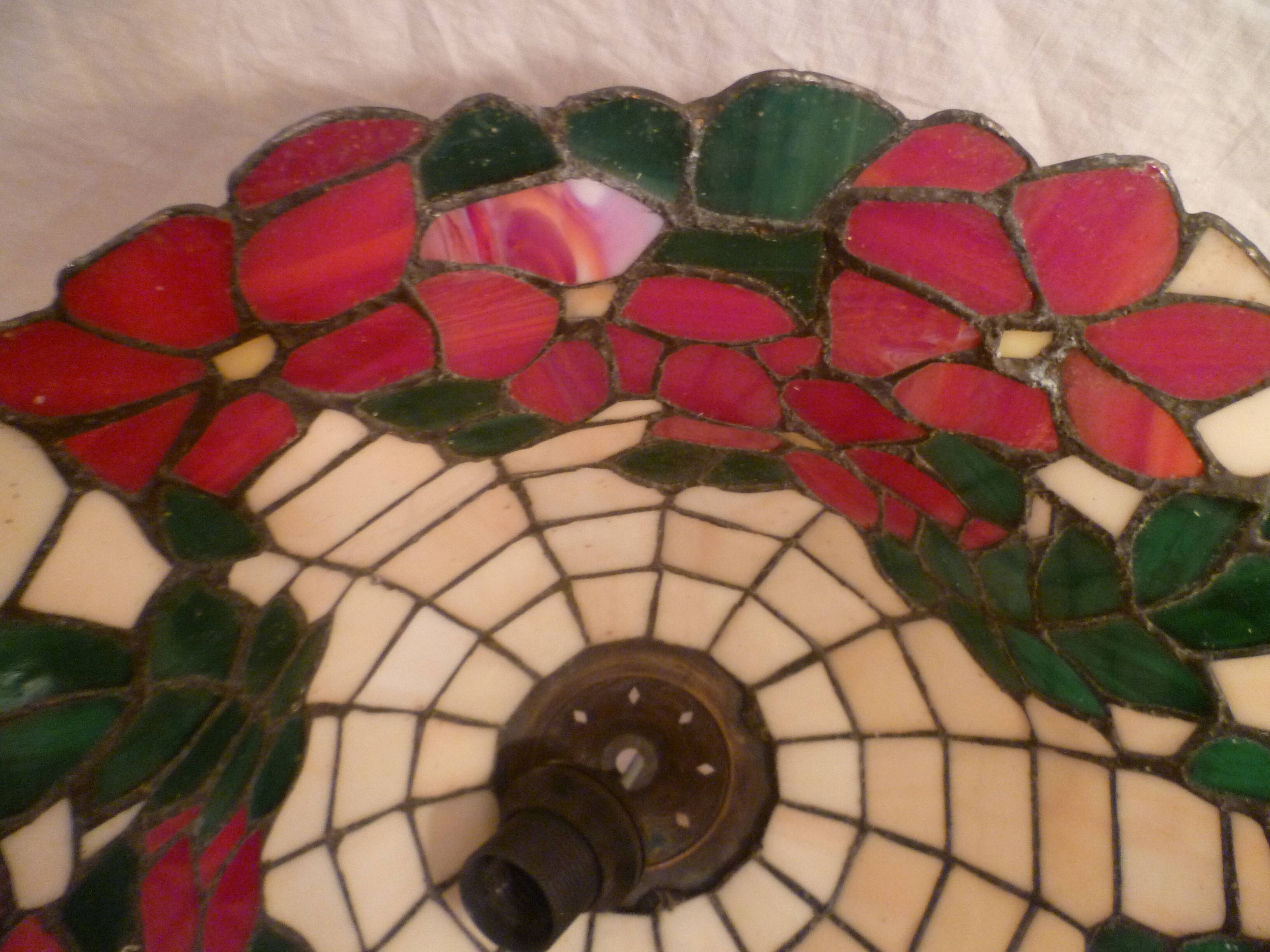 Tiffany-style cloisonné mother-of-pearl pendant light, 1970s