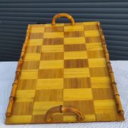 Vintage tray in "bamboo and marquetry"
