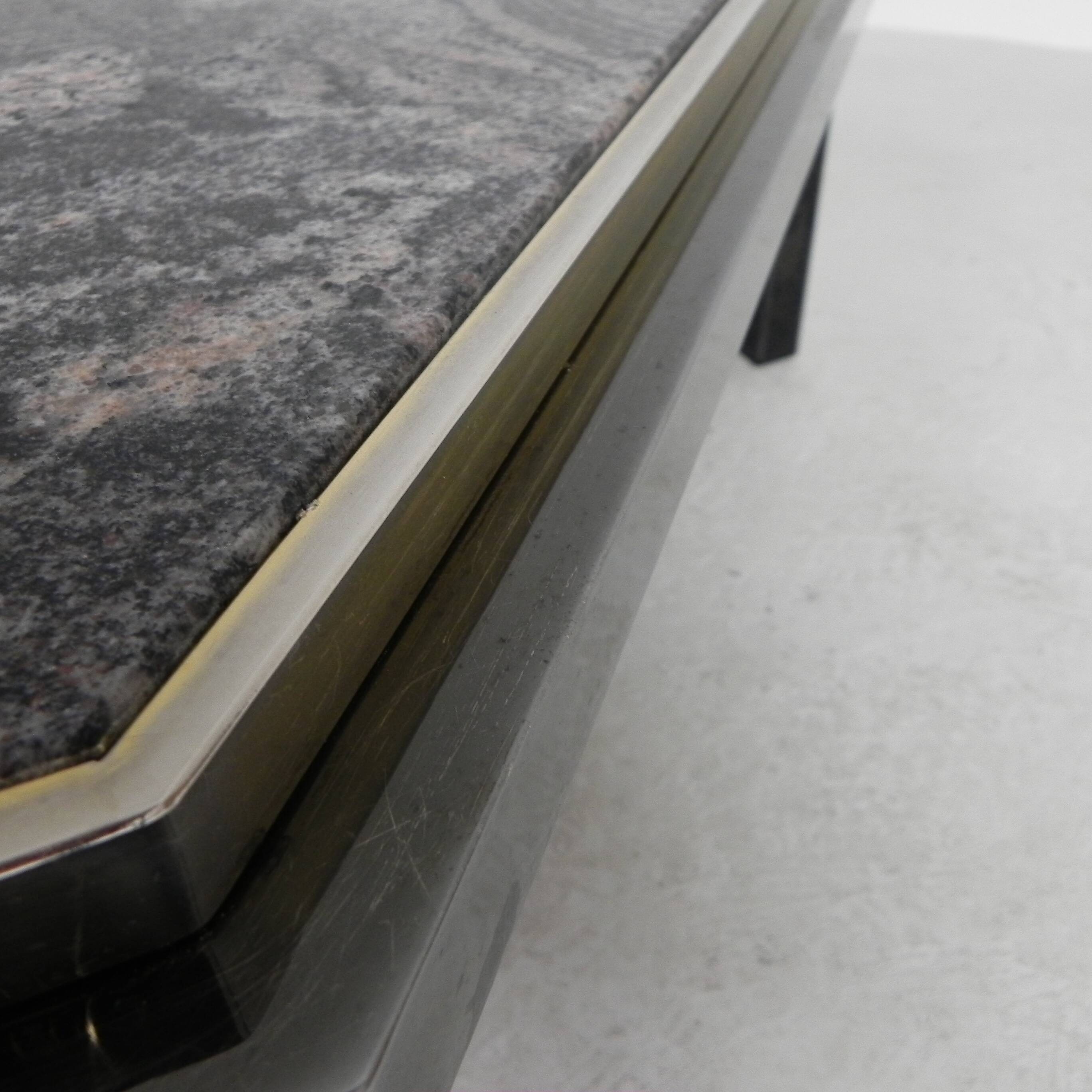 Fedam coffee table, hollywood regency, marble in steel frame