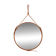 Handmade mirror in J. Adnet style, made of vegetable-tanned leather in tan colour, ø 45 cm.