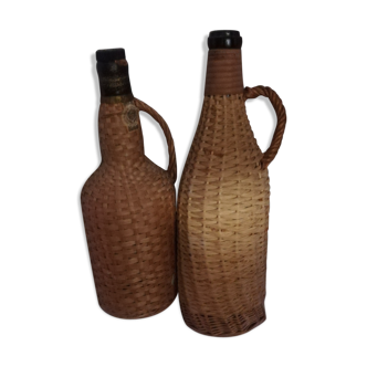Pair of bottles wicker
