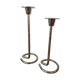 Pair of silver metal candle holders