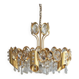 Hollywood Regency Brass & Crystal Glass Ceiling Lamp from Palwa